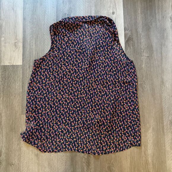 Aeropostale Floral Top Sleeveless Hi Low Button Down Semi Sheer - Picture 5 of 9
